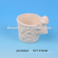 Ceramic flower pot with duck figurine